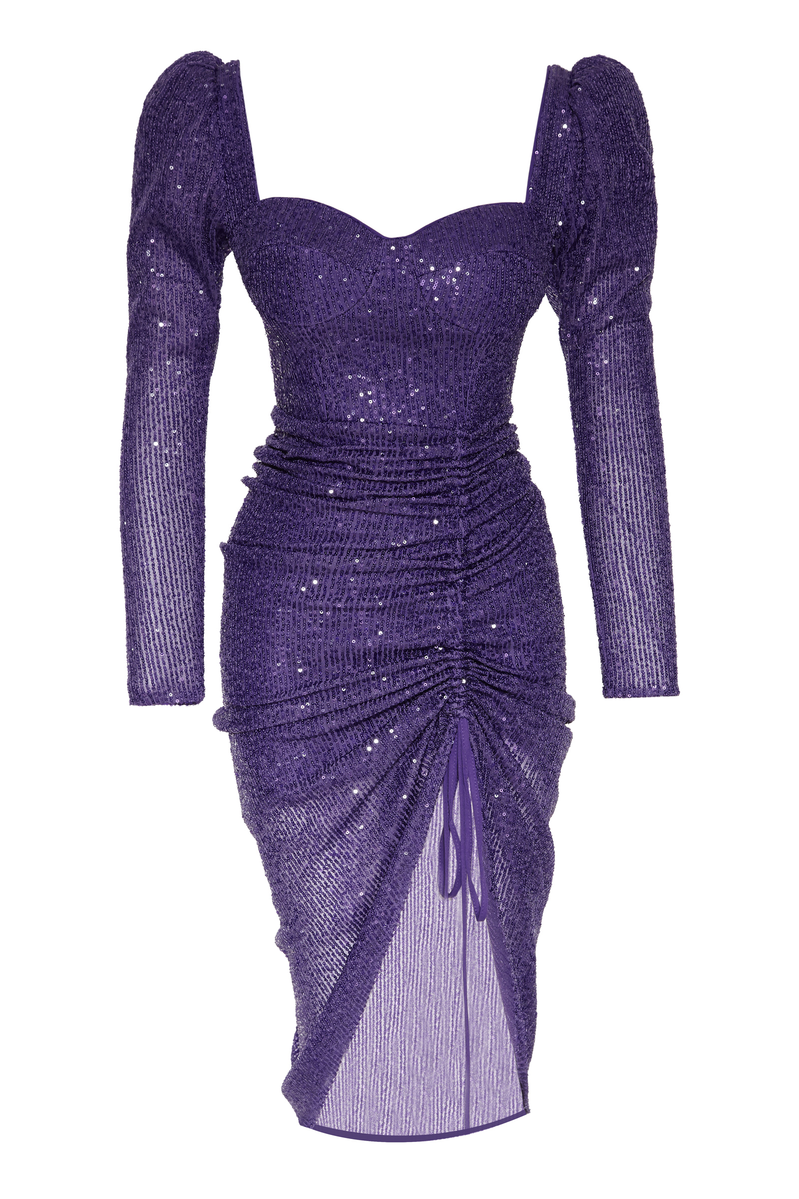 Purple sequin long sleeve maxi dress