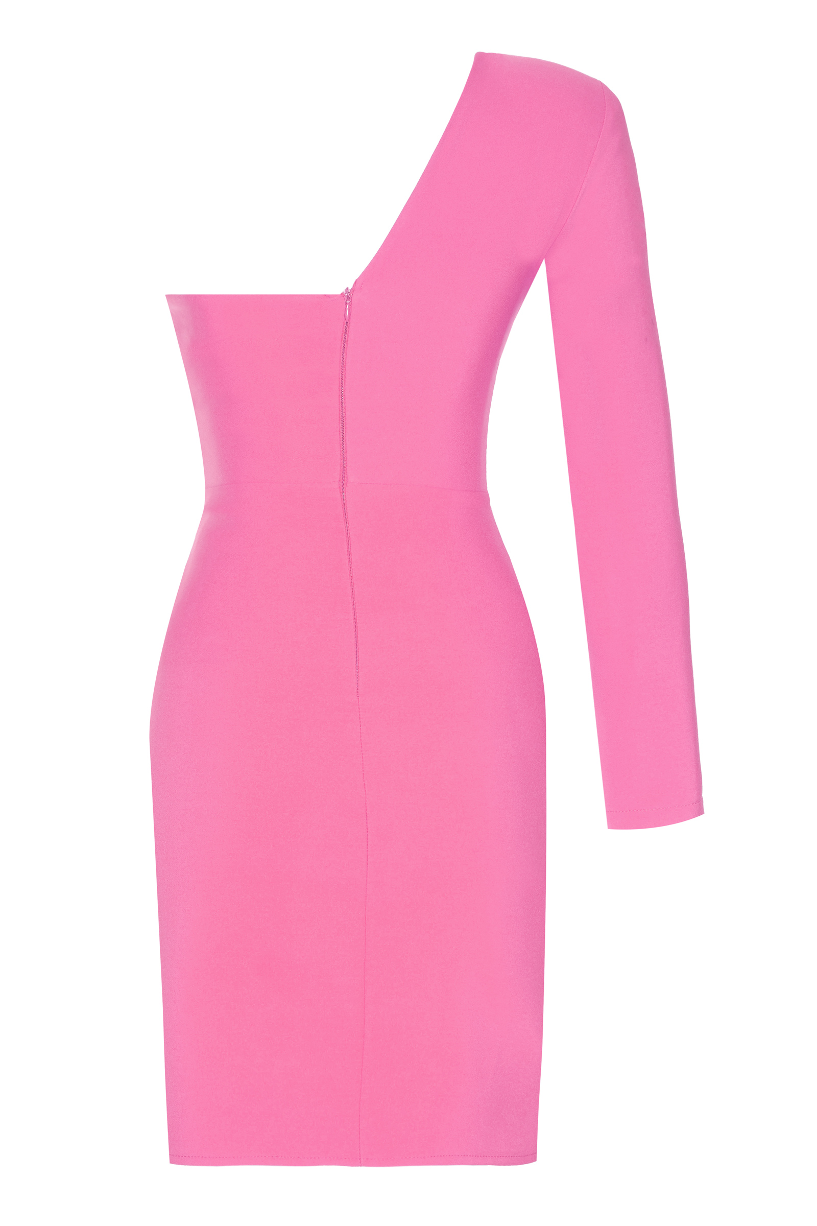 Pink plus size crepe one arm mini dress