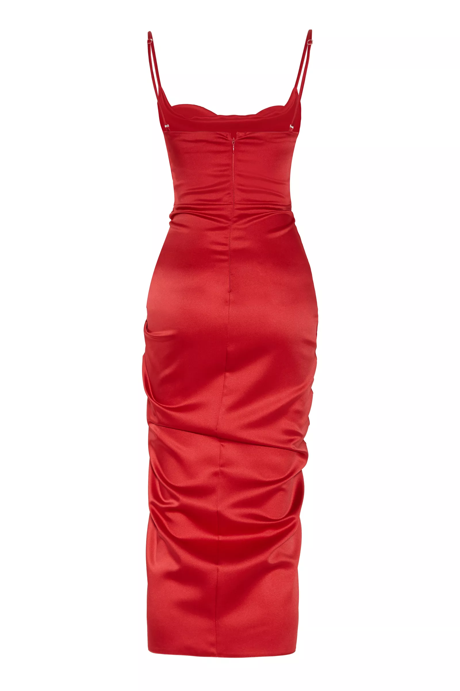Red satin sleeveless maxi dress