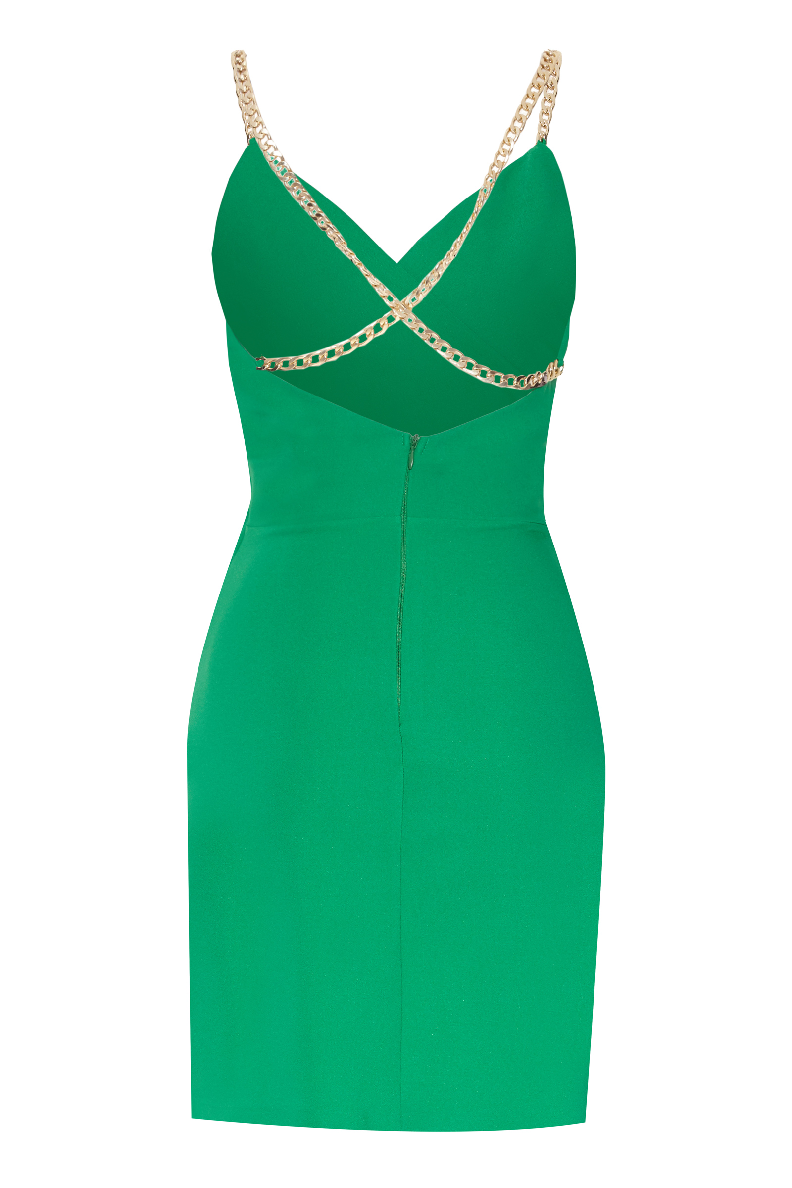 Green Crepe Sleeveless Mini Dress