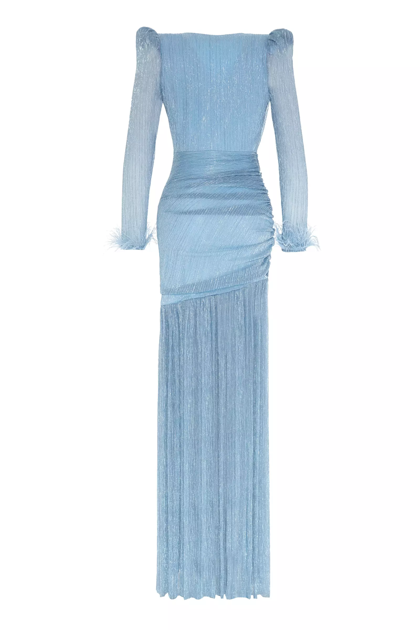 Blue Simli Long Sleeve Maxi Dress