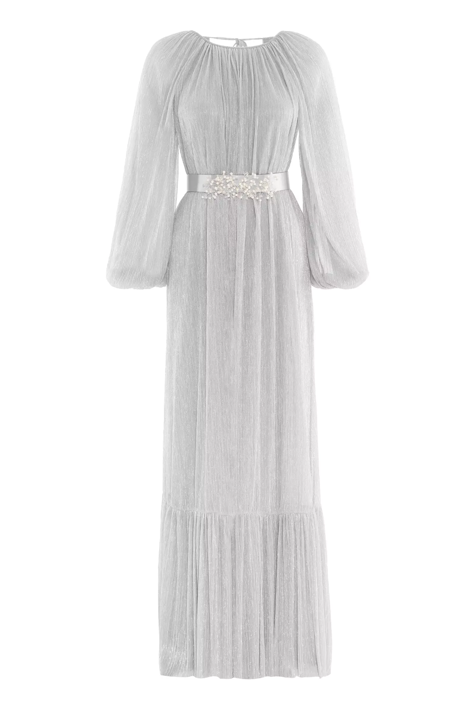 Silver Sparky Long Sleeve Long Dress-965313-028 | Long Sleeve Dresses ...