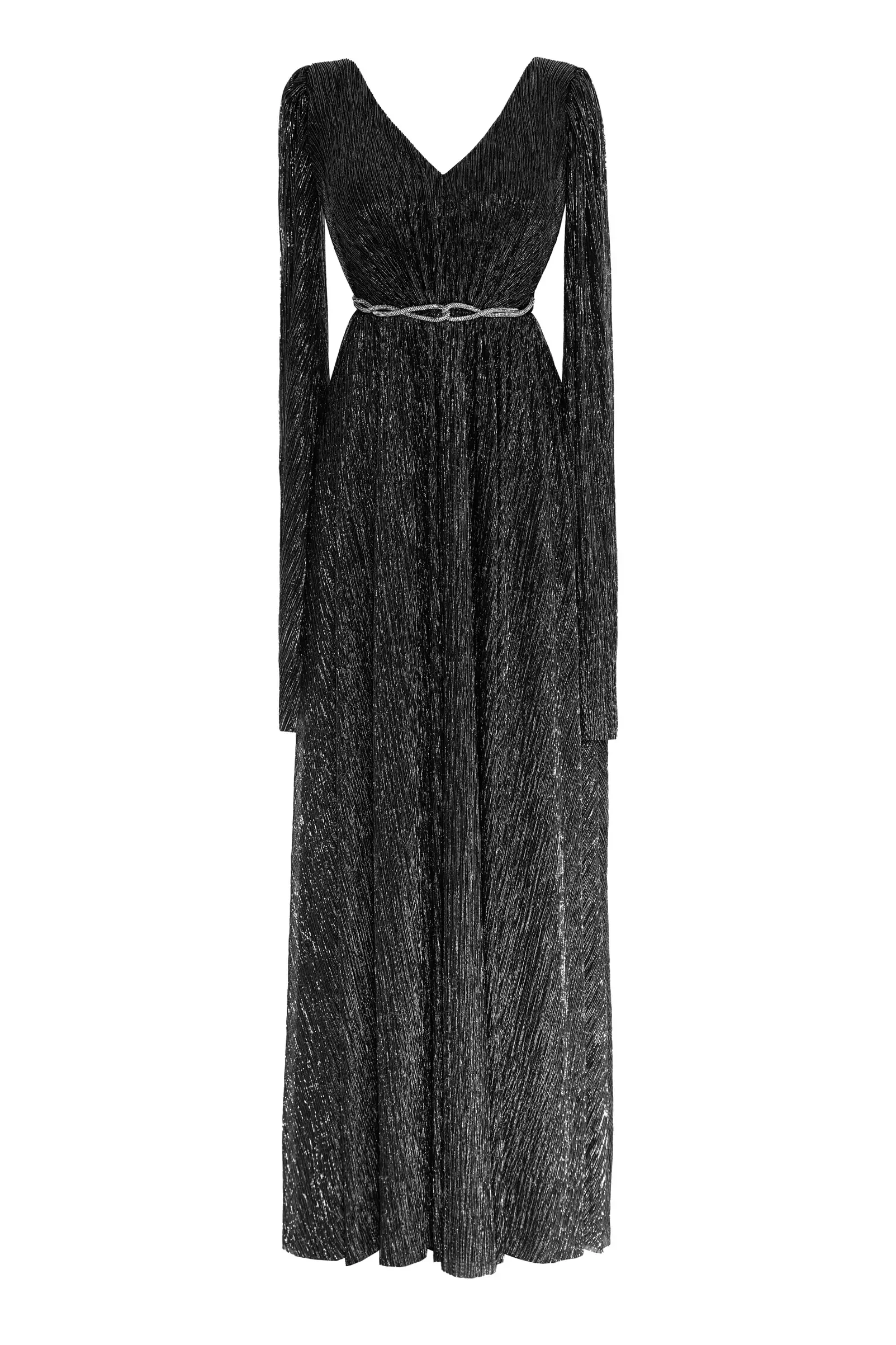 Siyah gümüş moonlight sleeveless maxi dress
