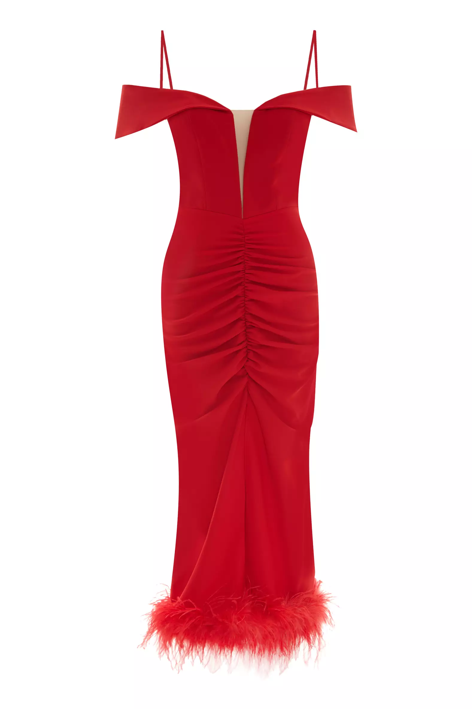 Red crepe sleeveless maxi dress