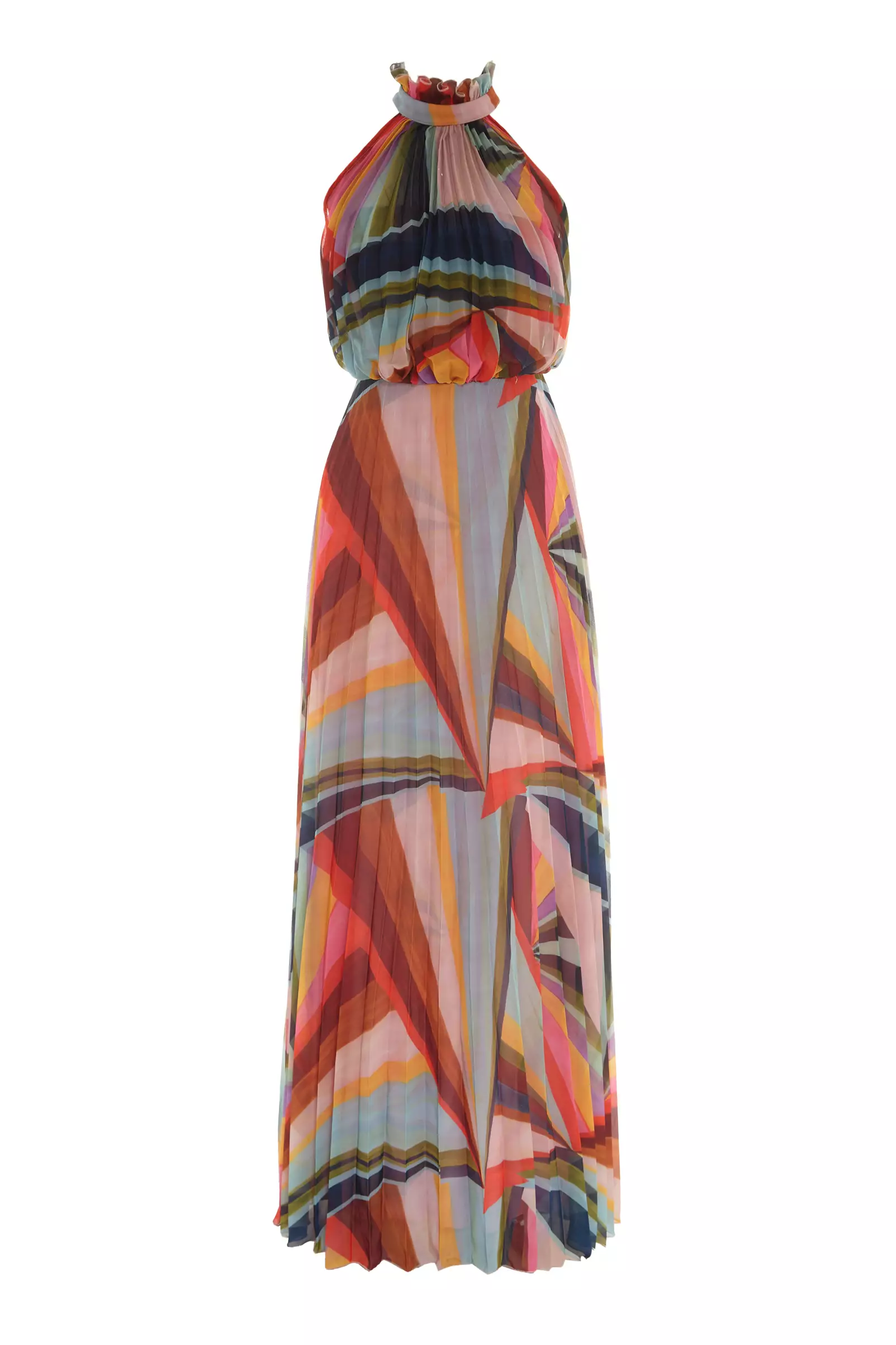 Printed sifon sleeveless maxi dress