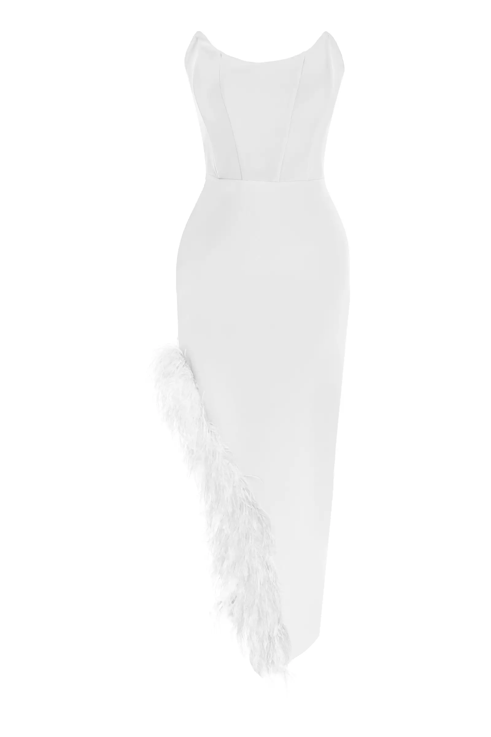 White crepe strapless long dress