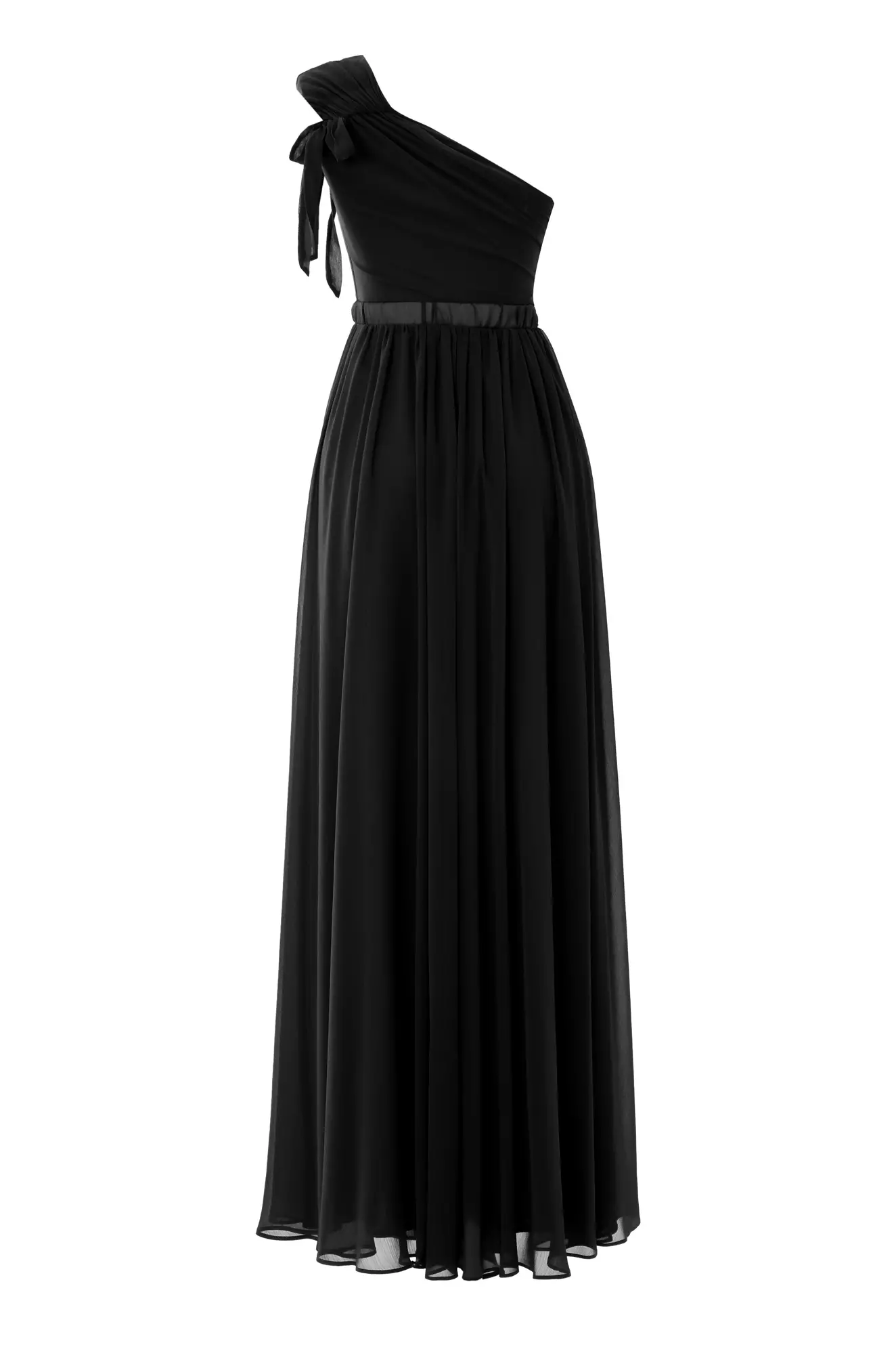 Black sifon sleeveless long dress