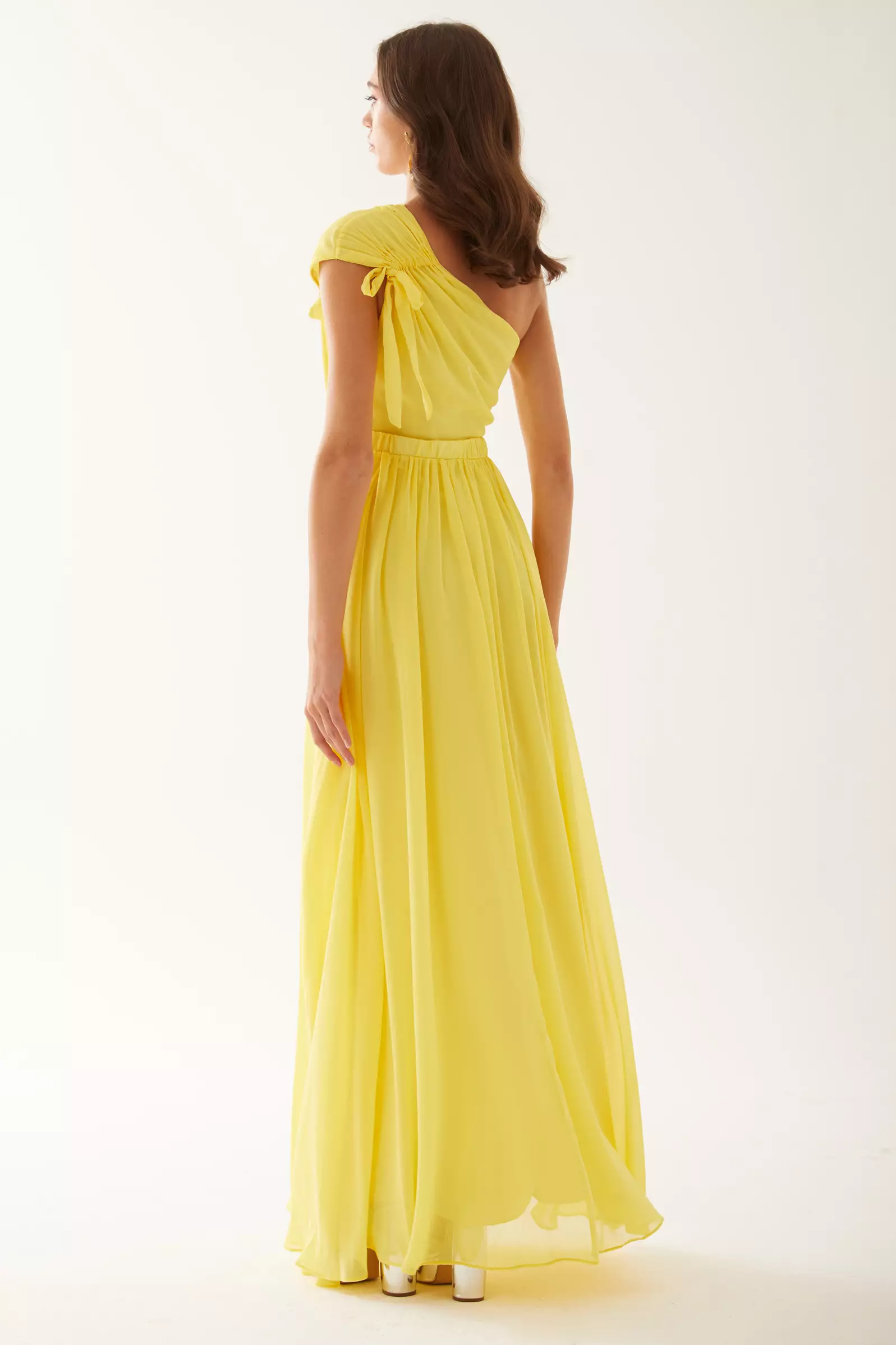 Yellow sifon sleeveless long dress