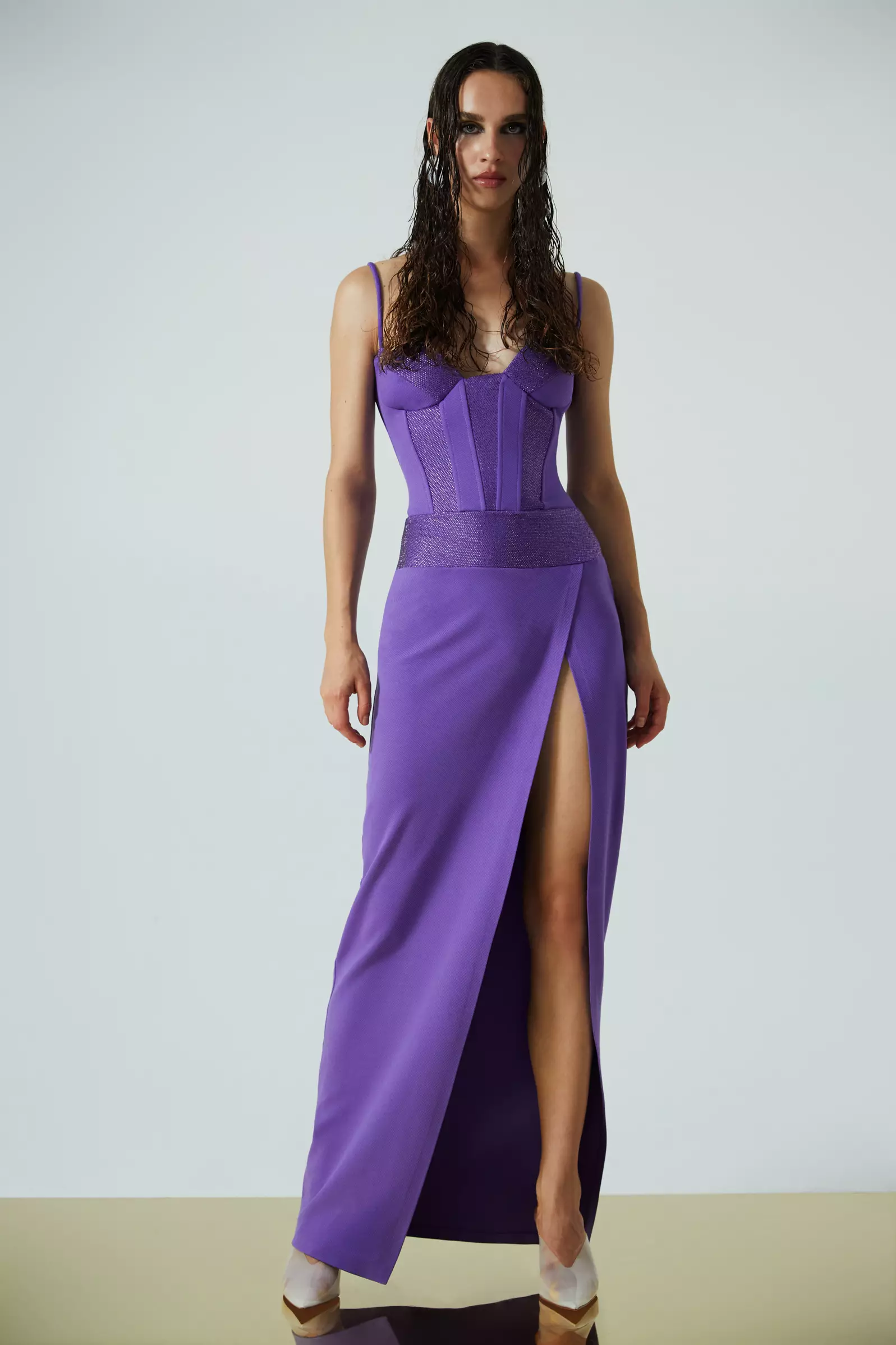 Purple felisha sleeveless long dress