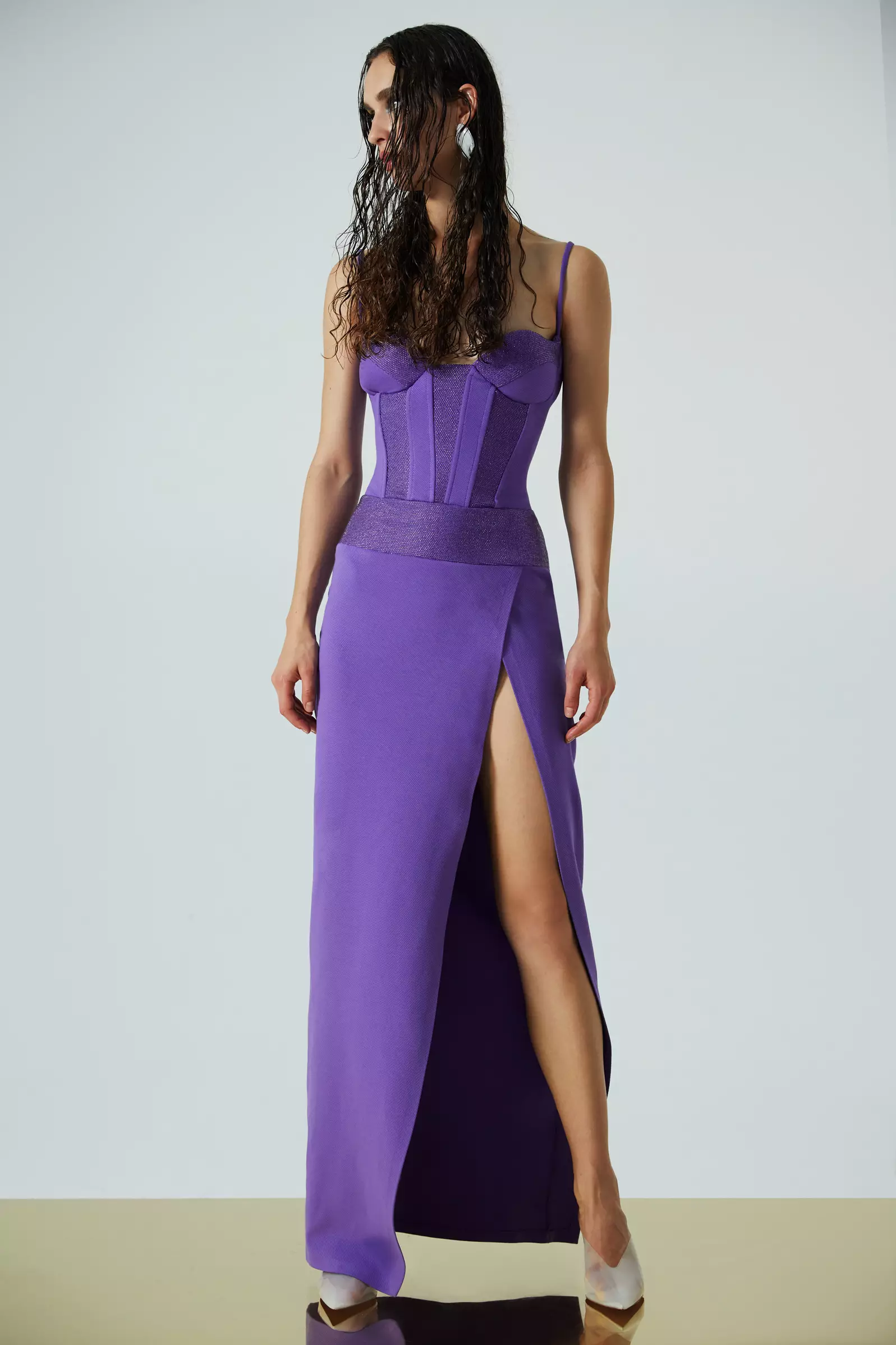 Purple felisha sleeveless long dress