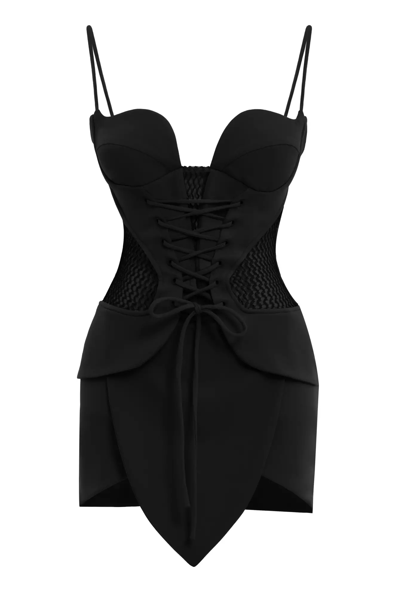 Black crepe sleeveless mini dress