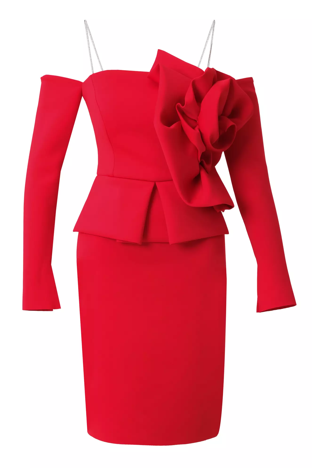 Red dalgic long sleeve mini dress
