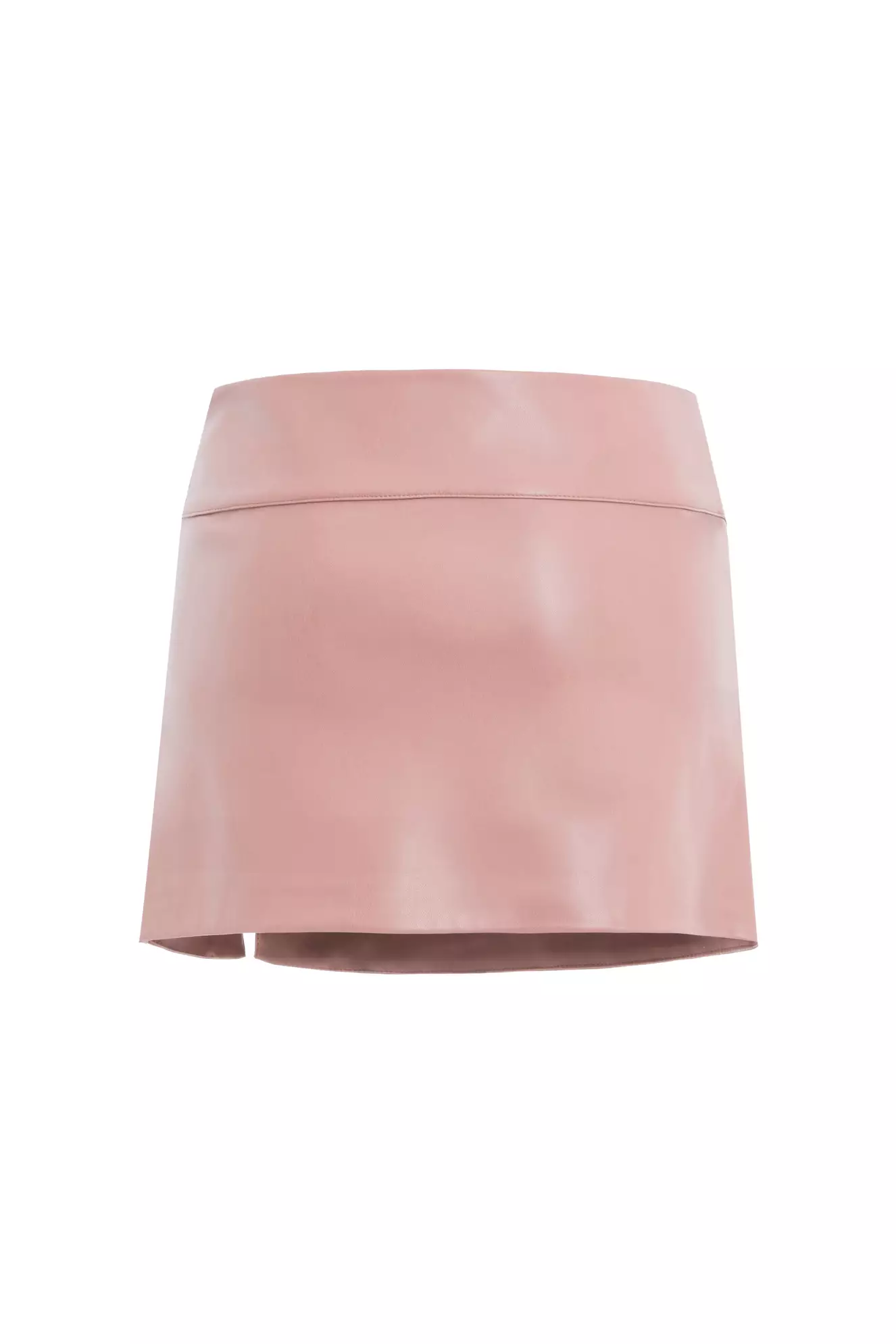 Blush leather mini skirt