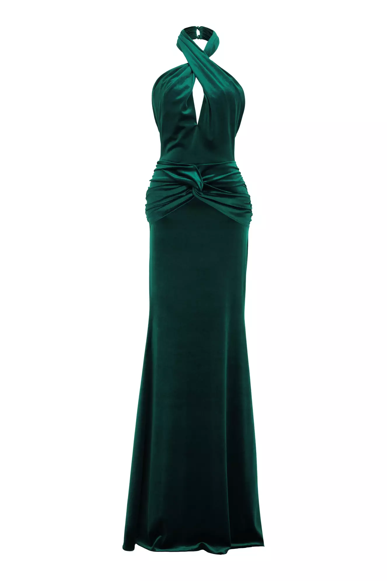Green velvet sleeveless long dress