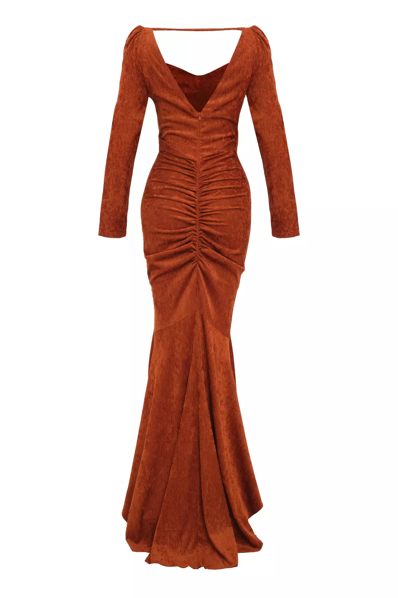 Cinnamon velvet long sleeve long dress