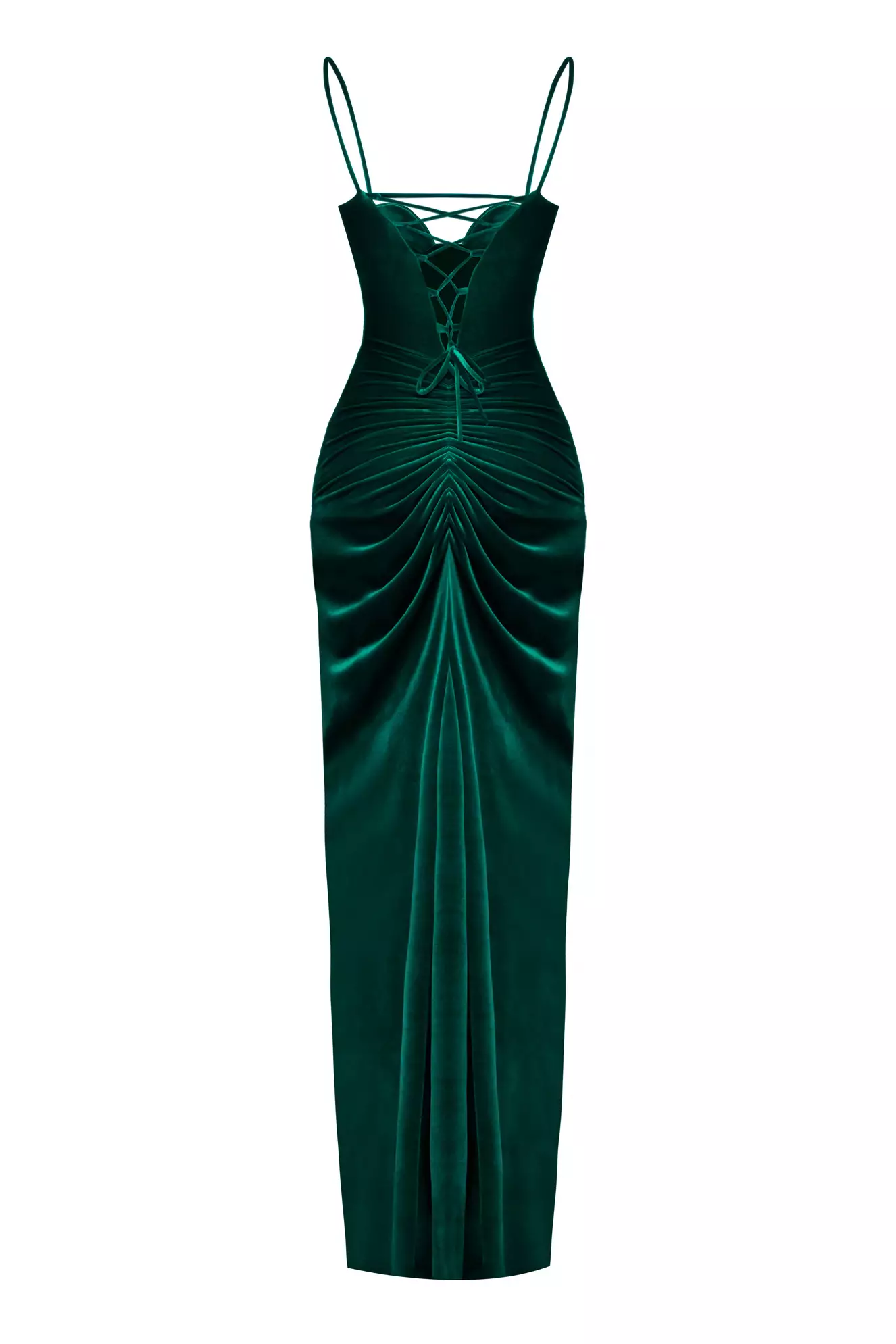 Green velvet sleeveless long dress